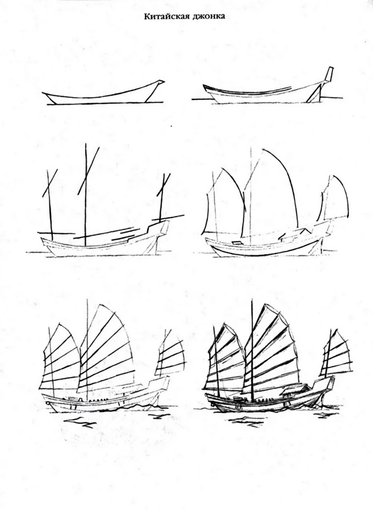 Как нарисовать корабль пошагово