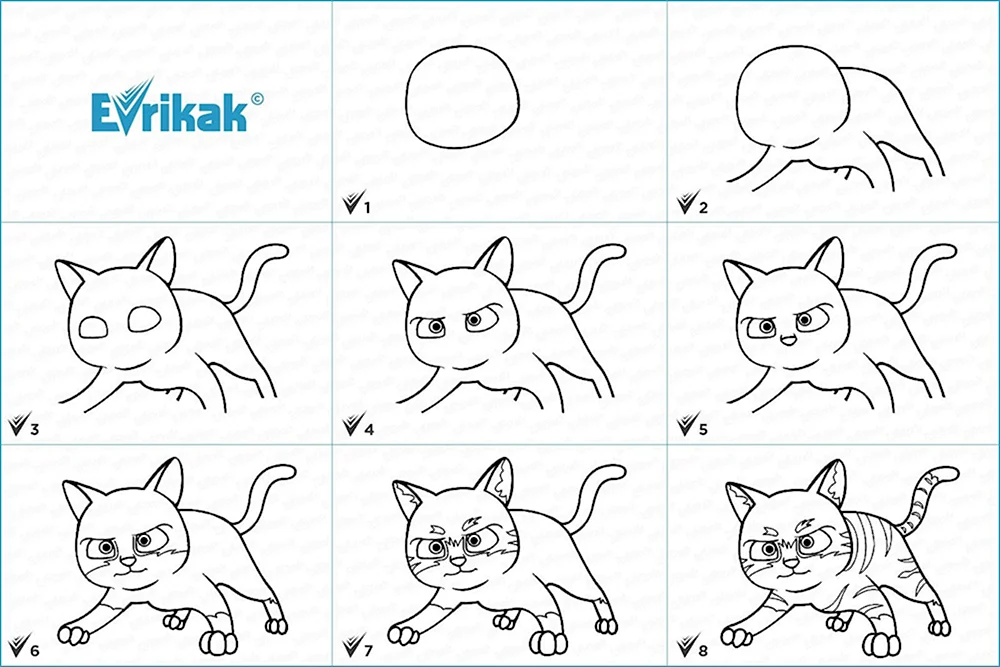 Как нарисовать кота пошагово