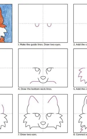 Как нарисовать морду лисы спереди