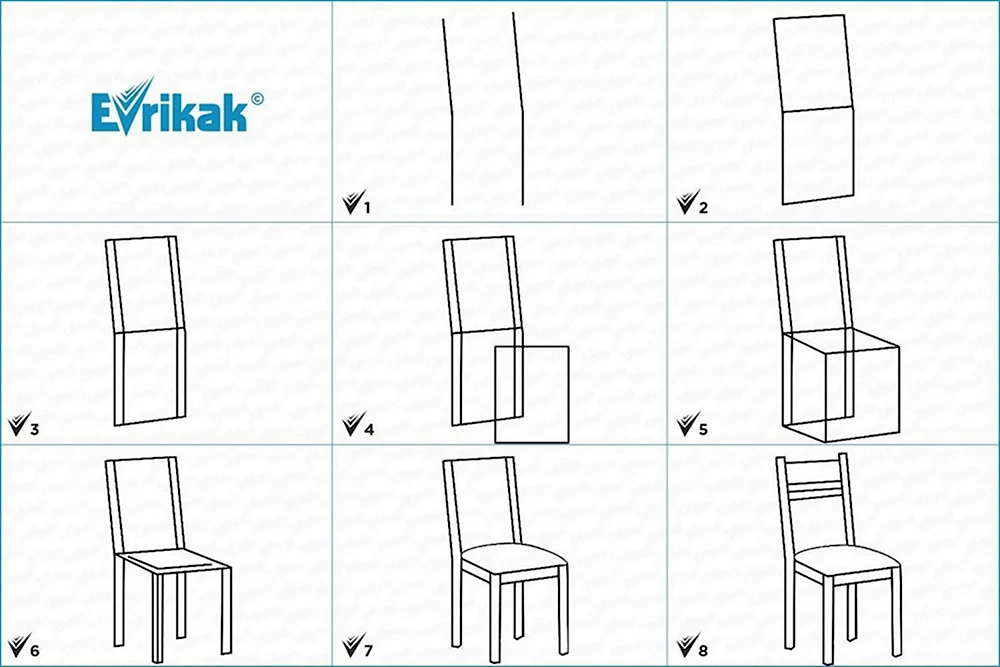 Как нарисовать стул сбоку