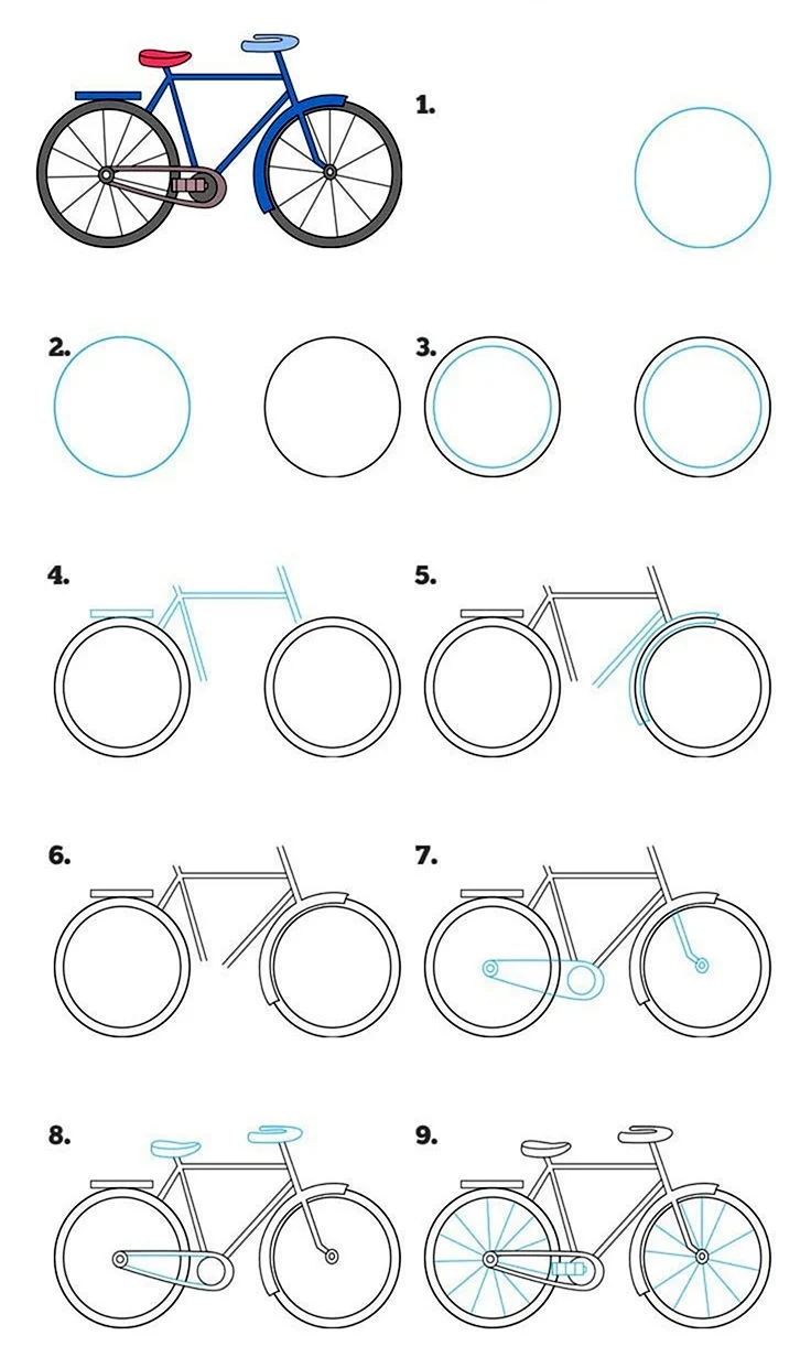 Как нарисовать велосипед спереди