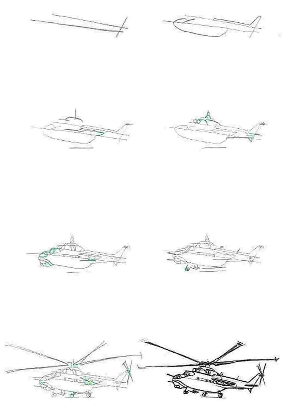 Как нарисовать вертолет поэтапно