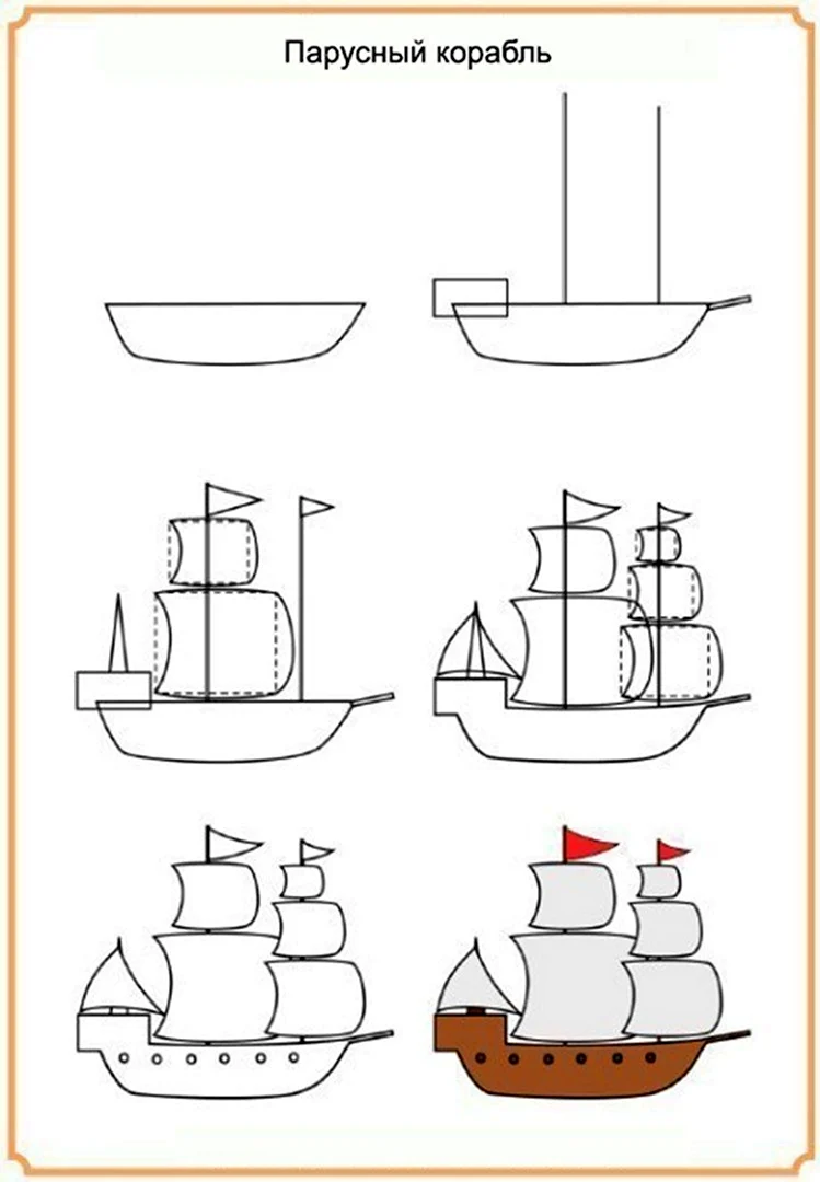 Как рисовать корабли вид сбоку