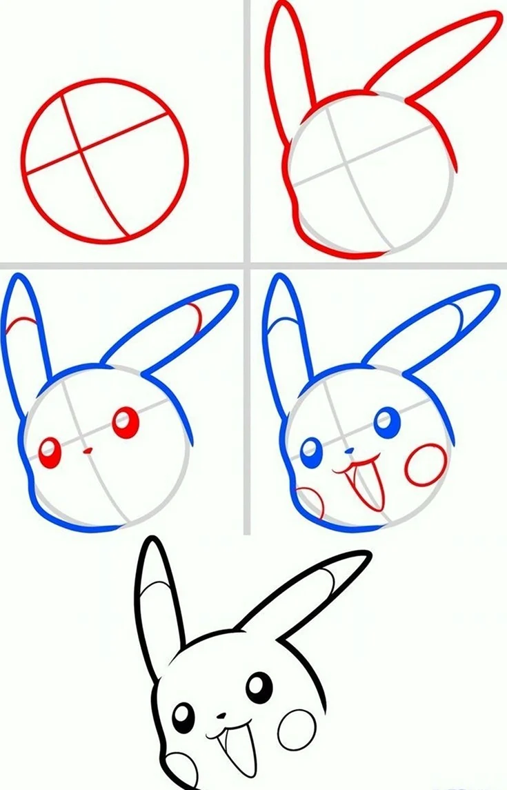Как рисовать покемона Пикачу