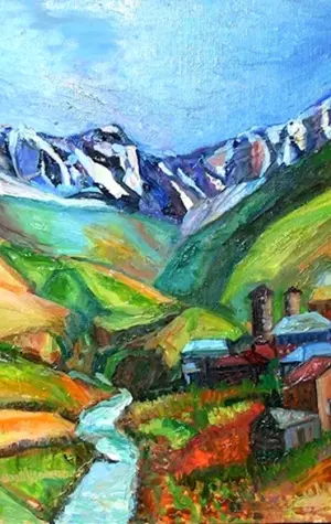 Картина горы Сванетии Грузия