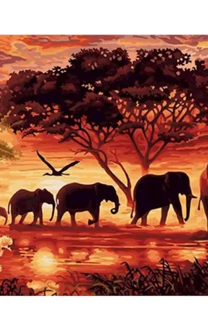Картина по номерам слоны в Африке