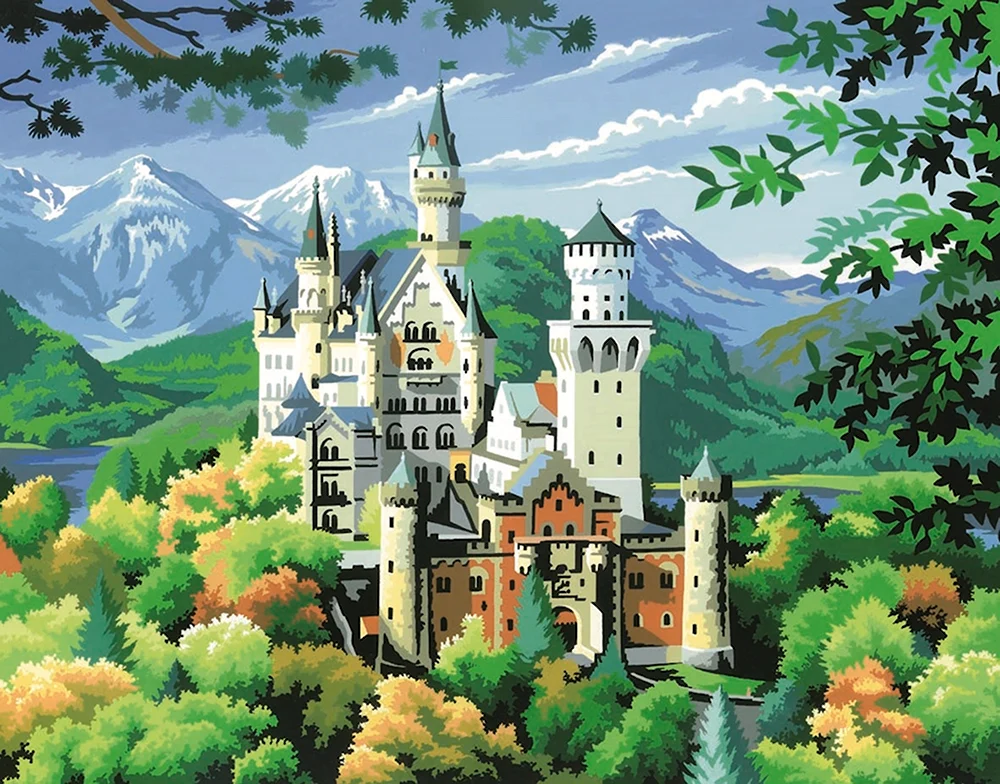 Картина замок Нойшванштайн