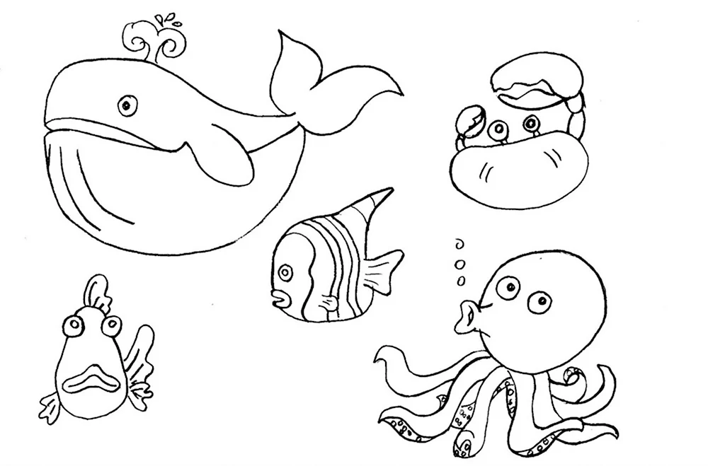 Картинки морских обитателей для срисовки