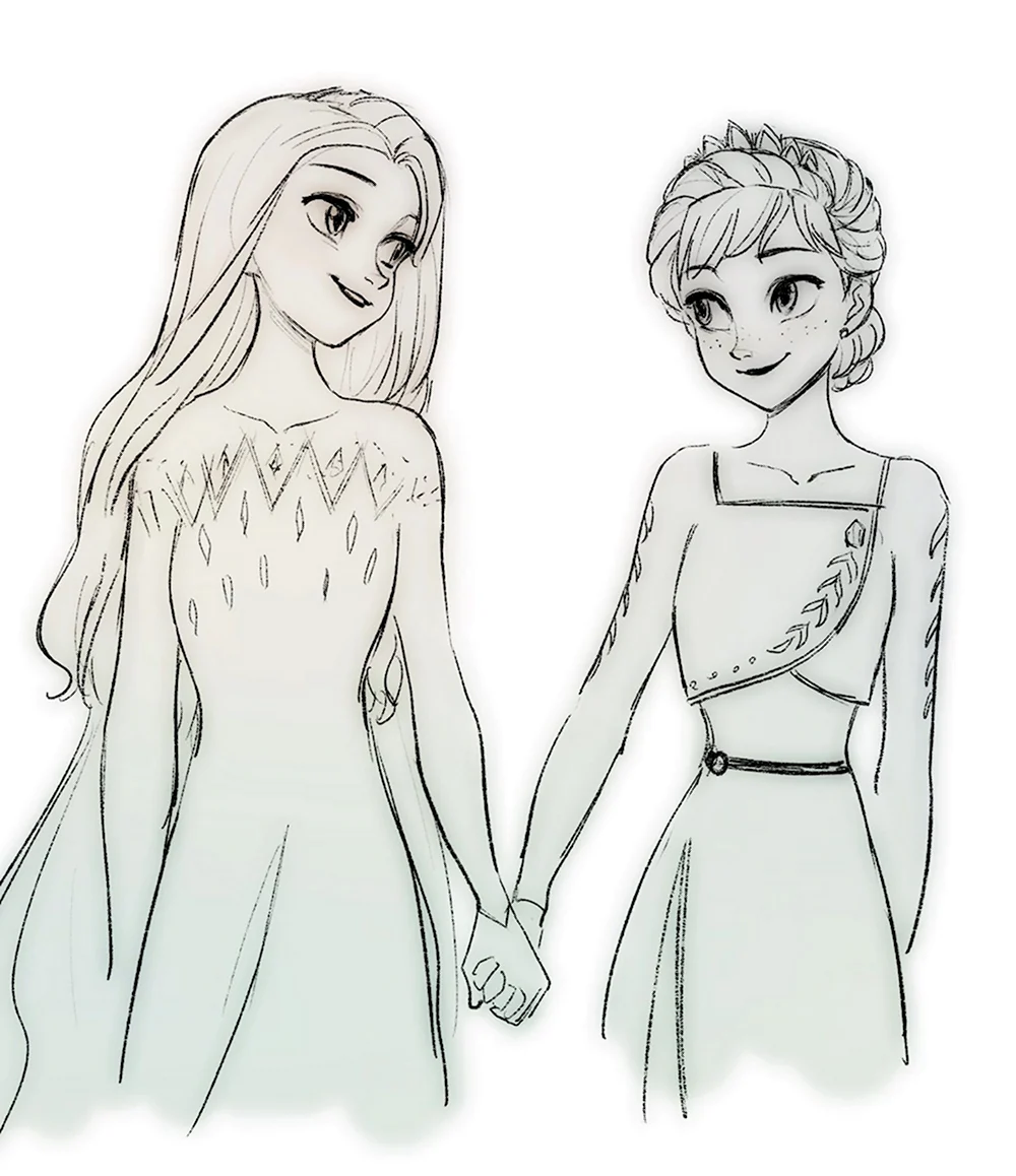 Холодное сердце 2 срисовывать Эльза и Анна