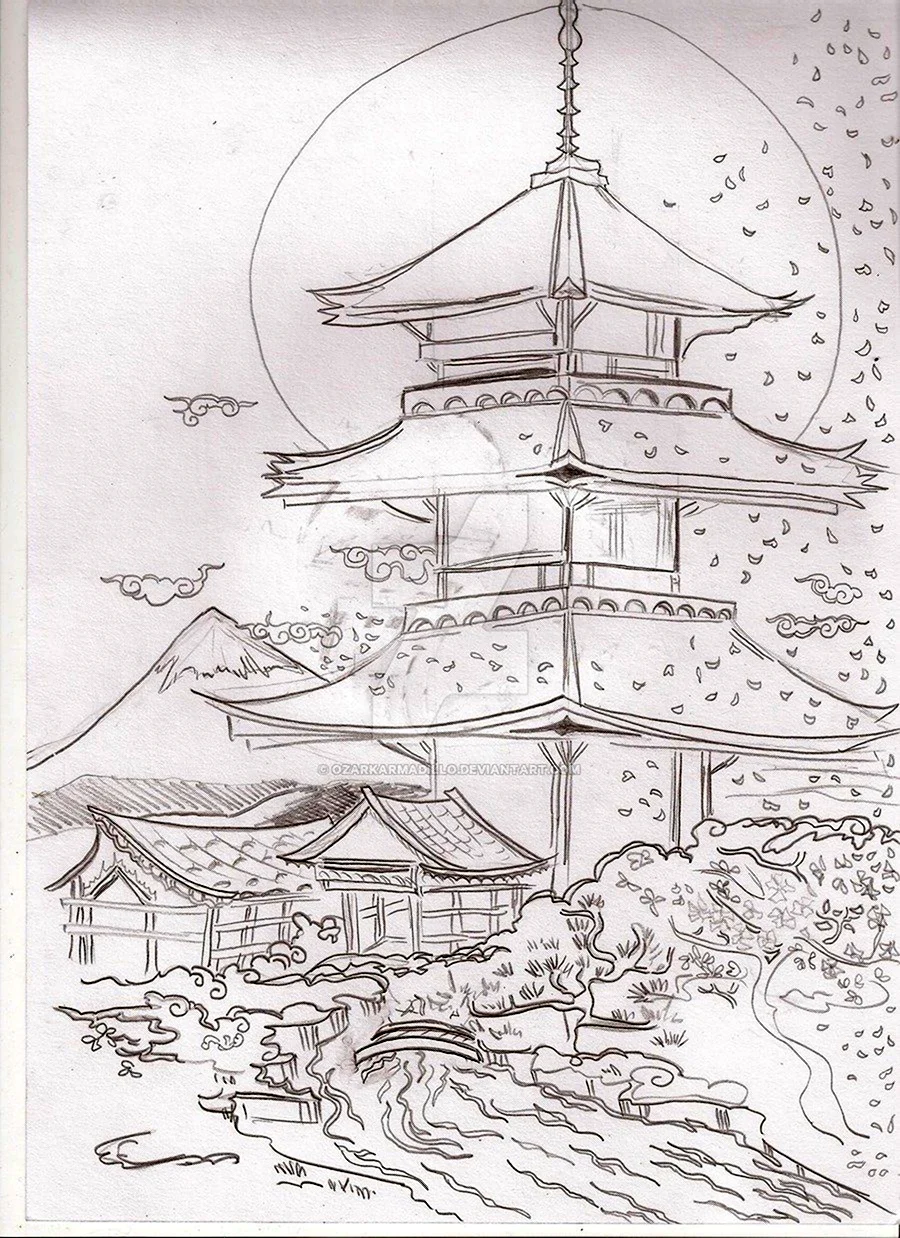 Китайская пагода рисунок