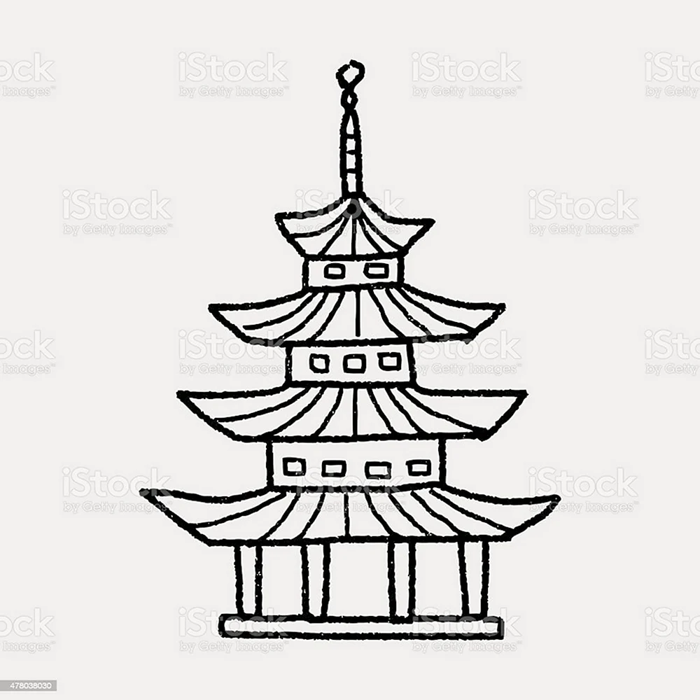 Китайская пагода рисунок карандашом