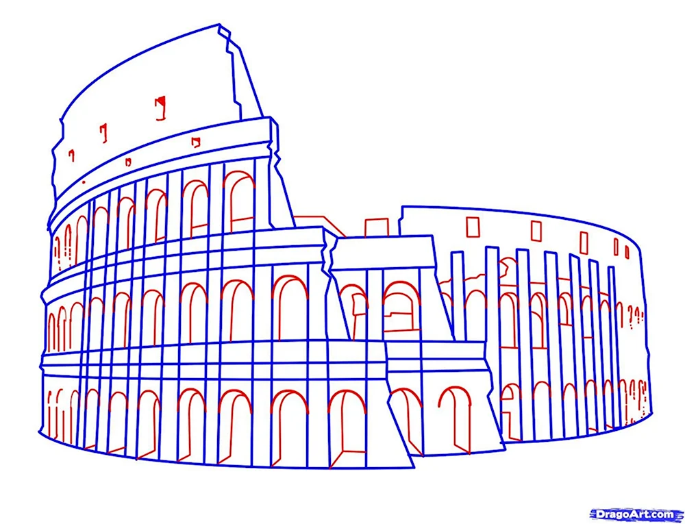 Колизей в Риме карандашом