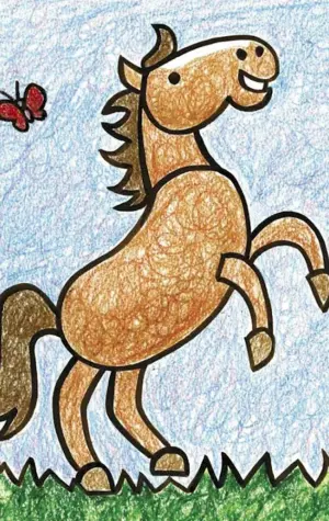 Конь рисунок детский