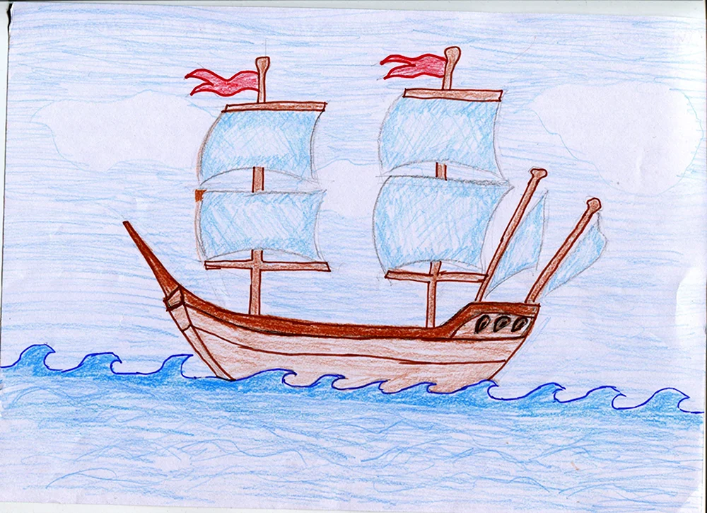 Корабль детский рисунок