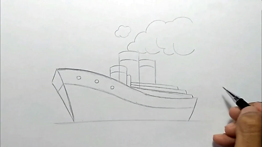 Корабль для срисовки карандашом