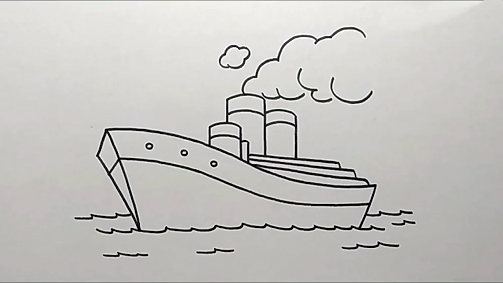 Корабль рисунок карандашом легкий