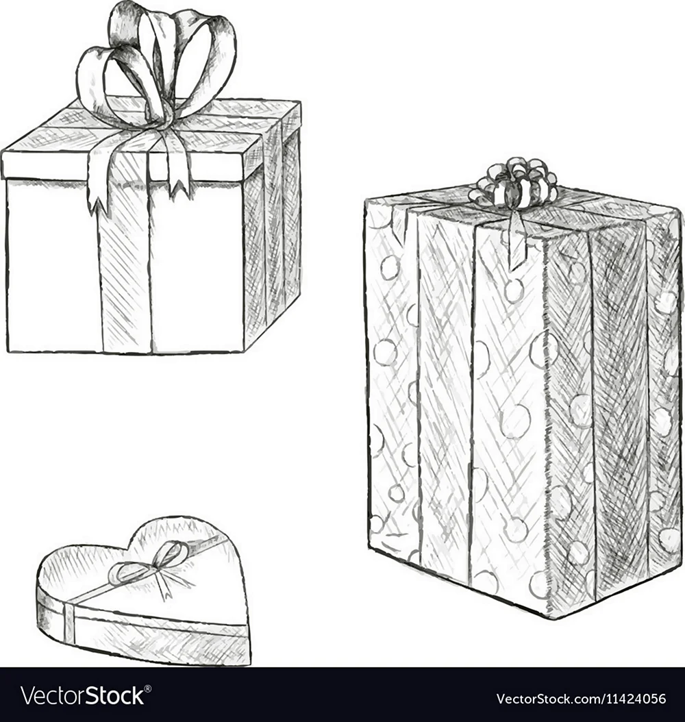 Коробочки с подарками скетч