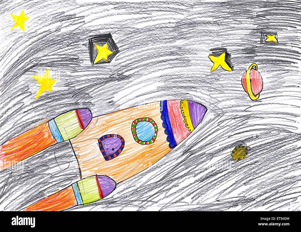 Космический корабль детские рисунки