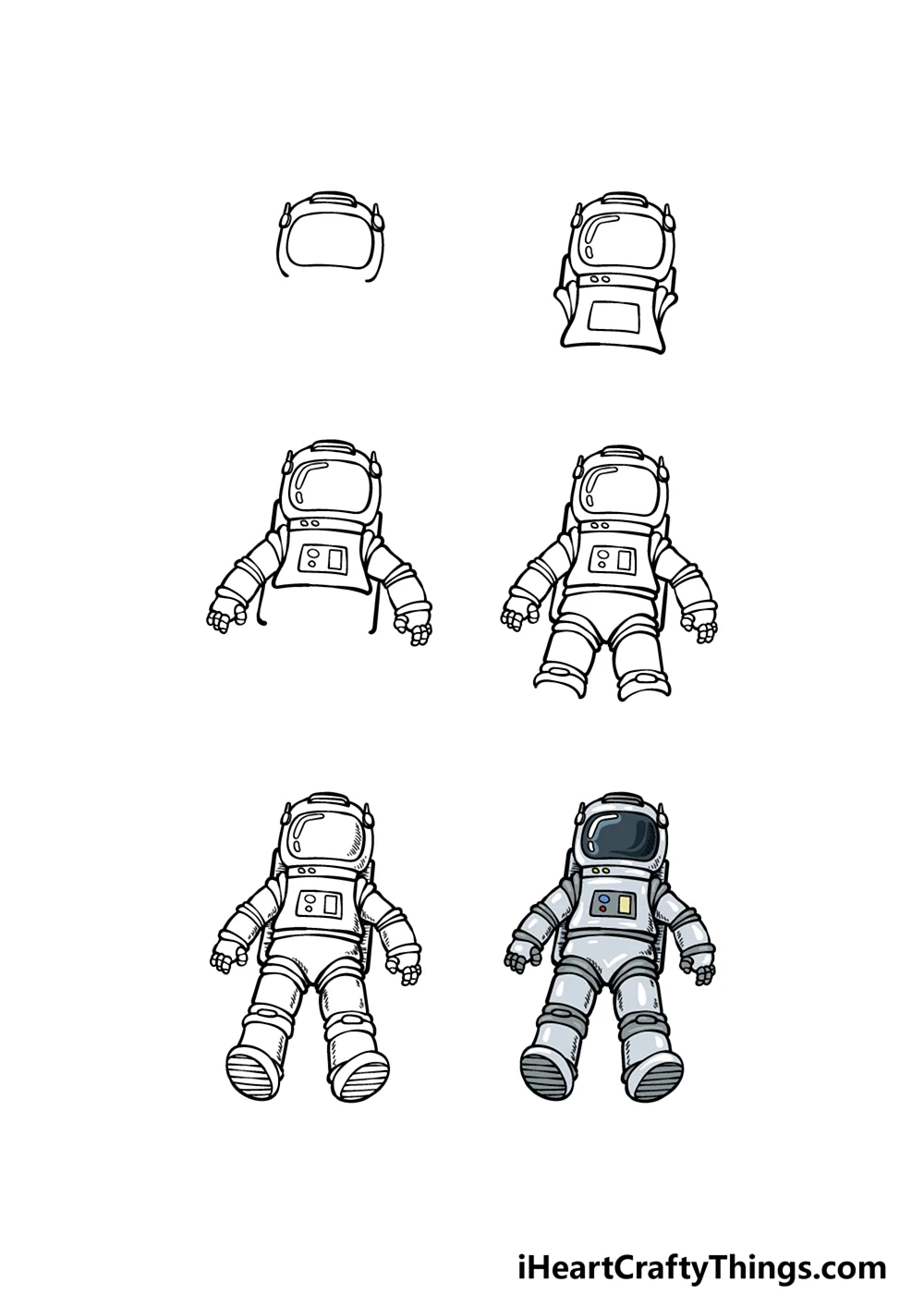 Космонавт рисунок для детей карандашом