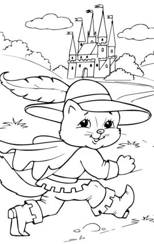 Кот в сапогах Шарль Перро раскраска для детей