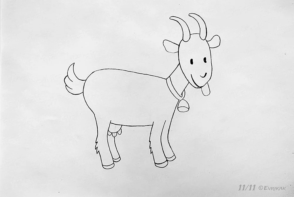 Коза рисунок для детей карандашом