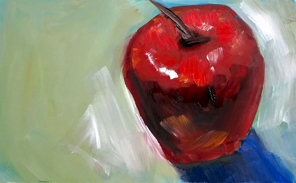Красное яблоко живопись