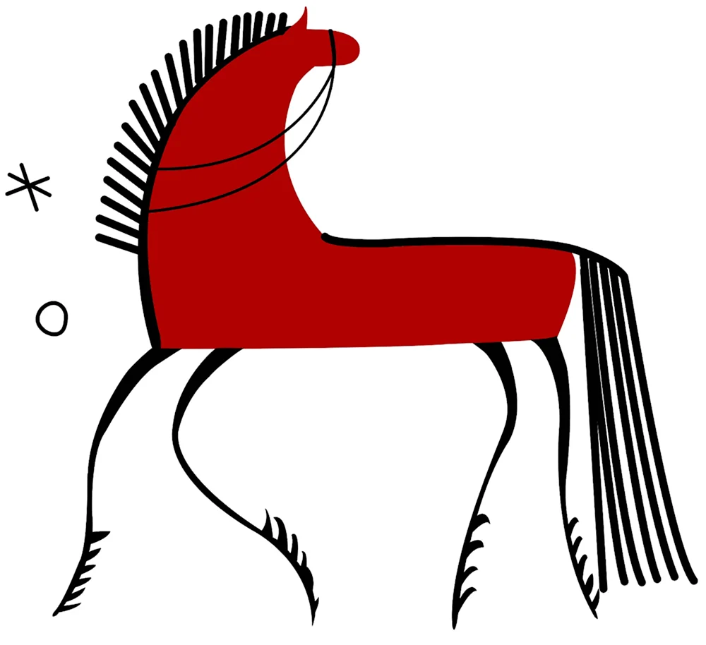 Красный конь в мезенской росписи