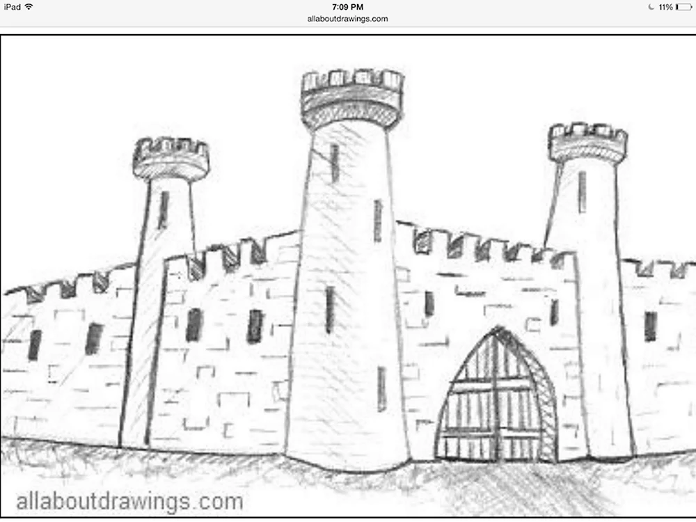 Крепость Нарын кала карандашом