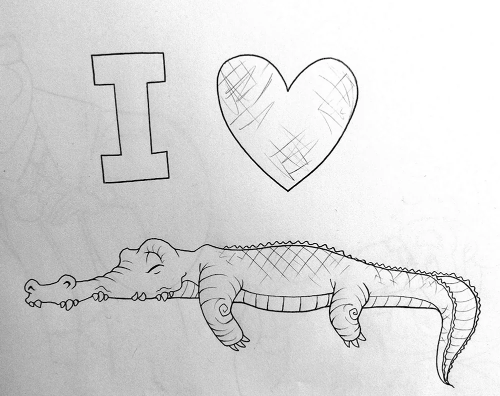 Крокодил рисунок карандашом легкий