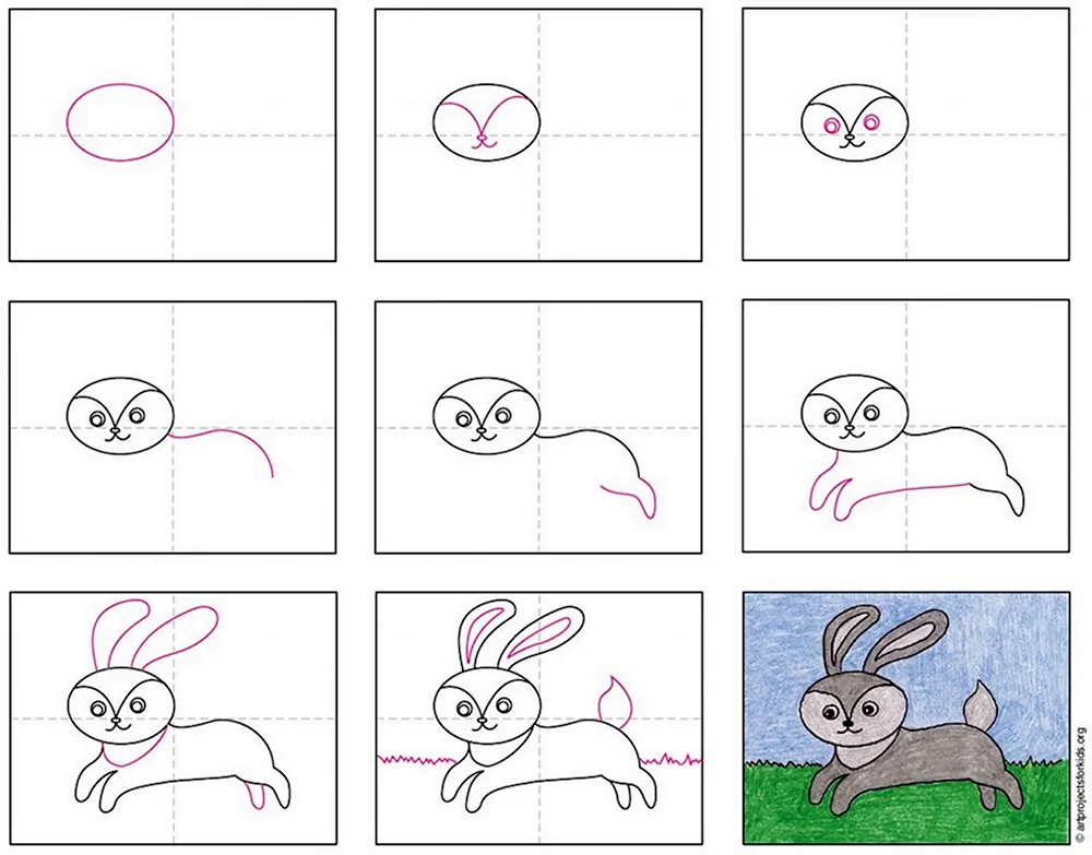 Кролик рисунок пошагово