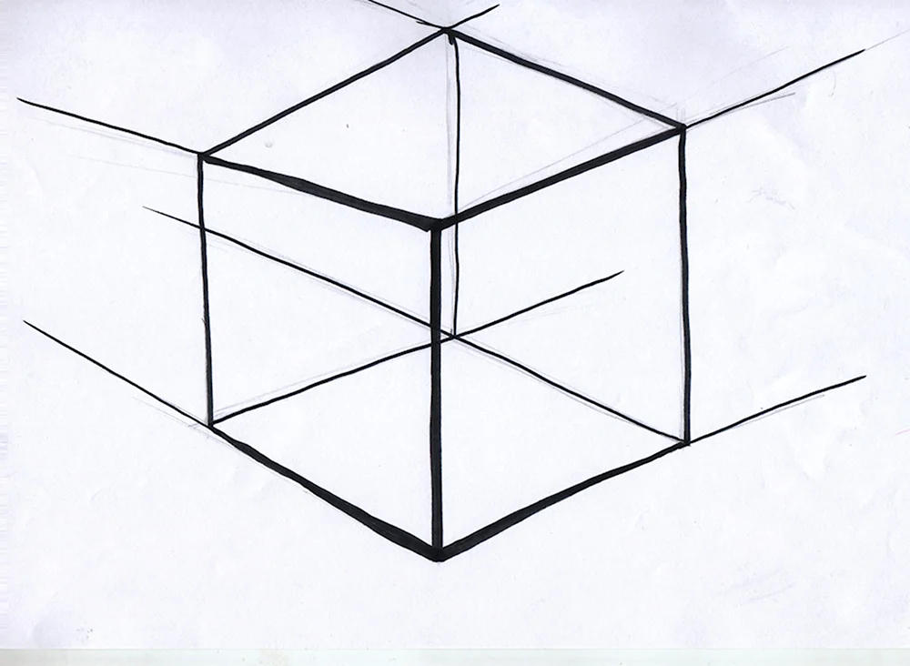 Куб в перспективе и сбоку