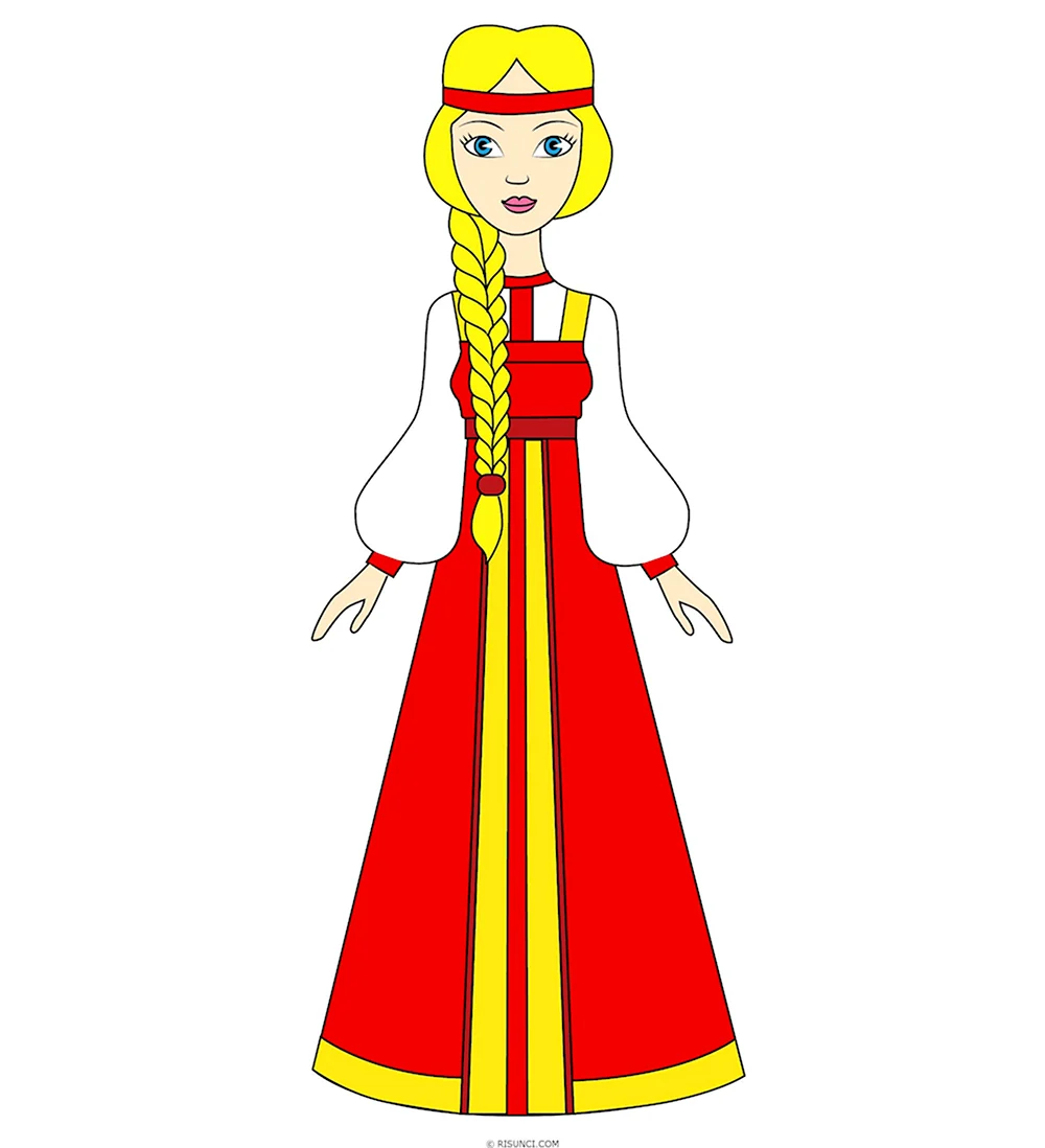 Кукла в русском национальном костюме рисование