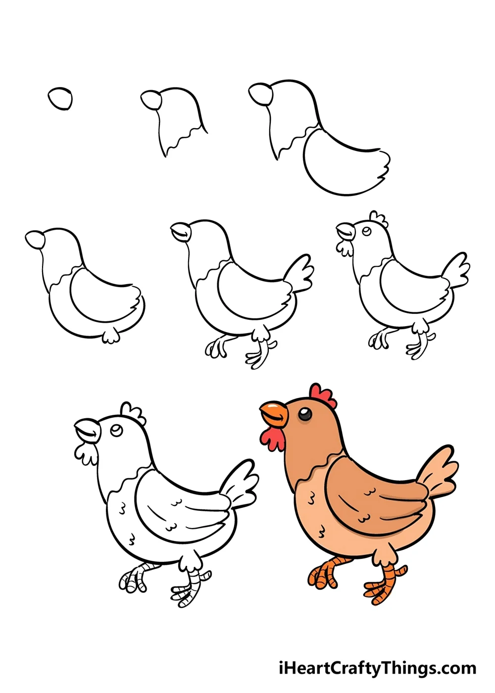 Курица легкий рисунок