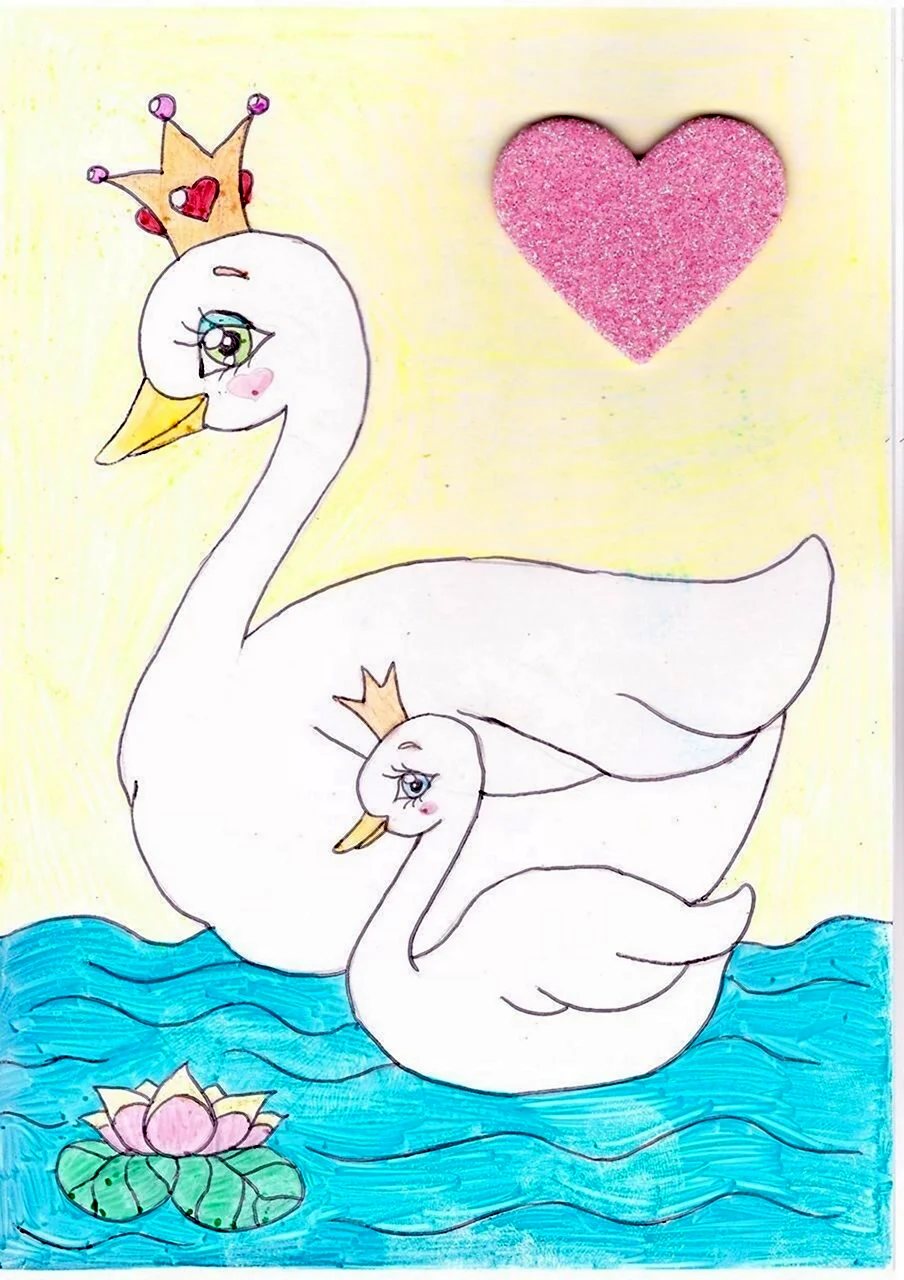 Лебедь рисунок для детей