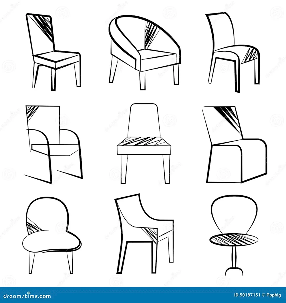 Легкие дизайнерские рисунки стульев