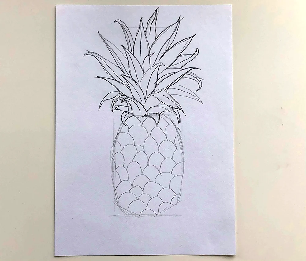Легкий рисование карандашом ананас