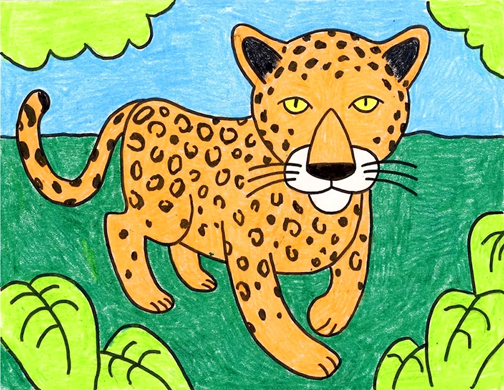 Леопард пошаговое рисование для детей