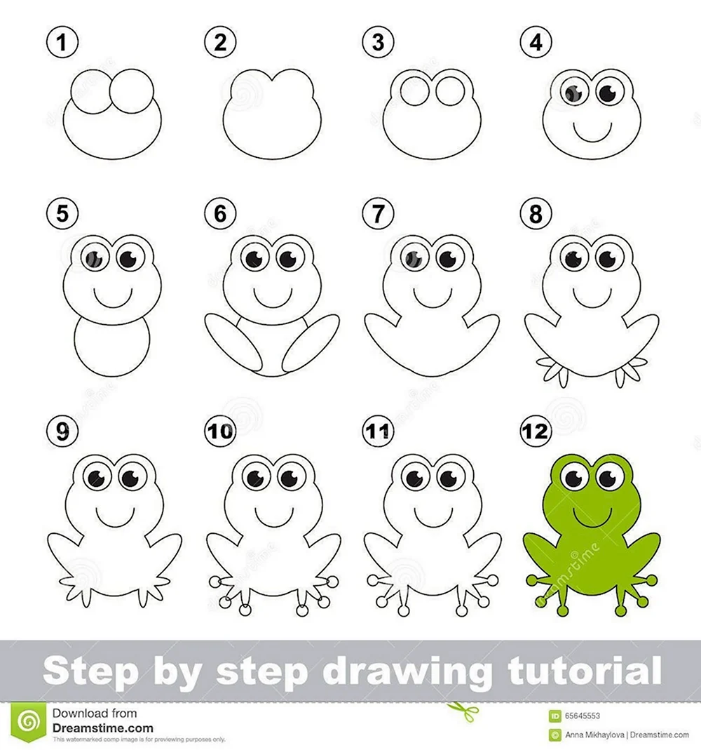 Лягушка поэтапное рисование для детей