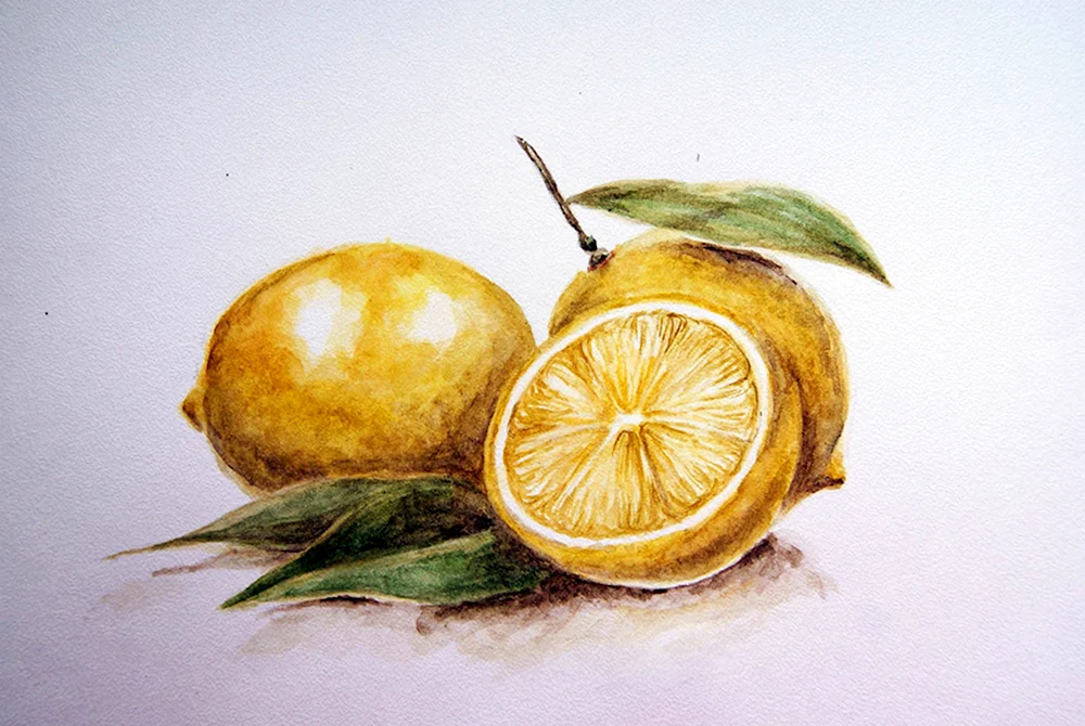 Лимон акварелью