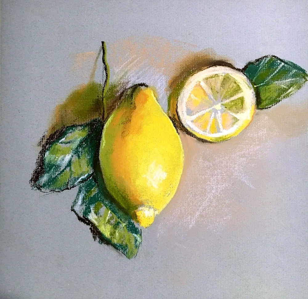 Лимон пастелью масляной