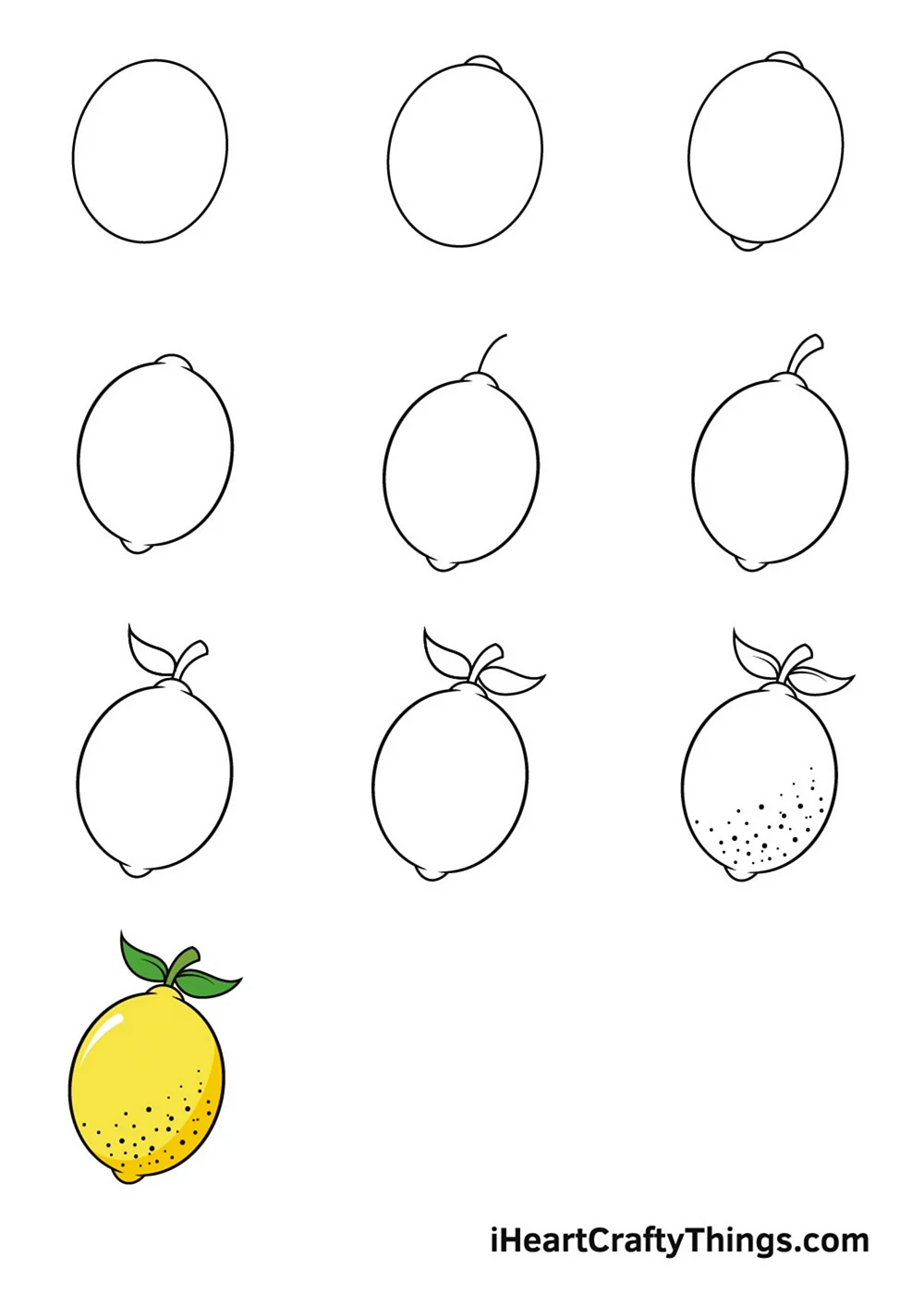 Лимон рисунок для детей карандашом