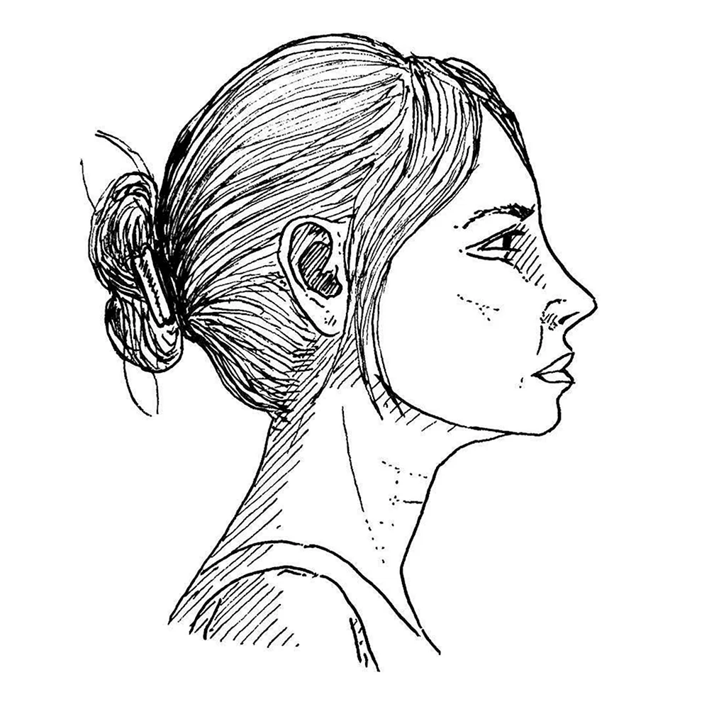 Лицо девушки в профиль рисунок