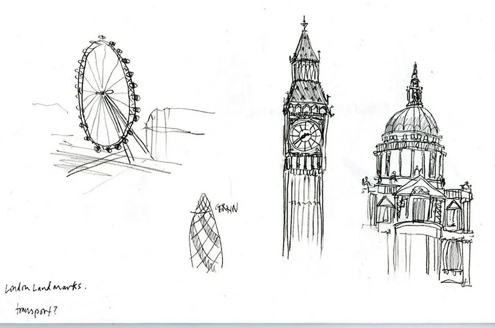 Лондон рисунок карандашом для начинающих