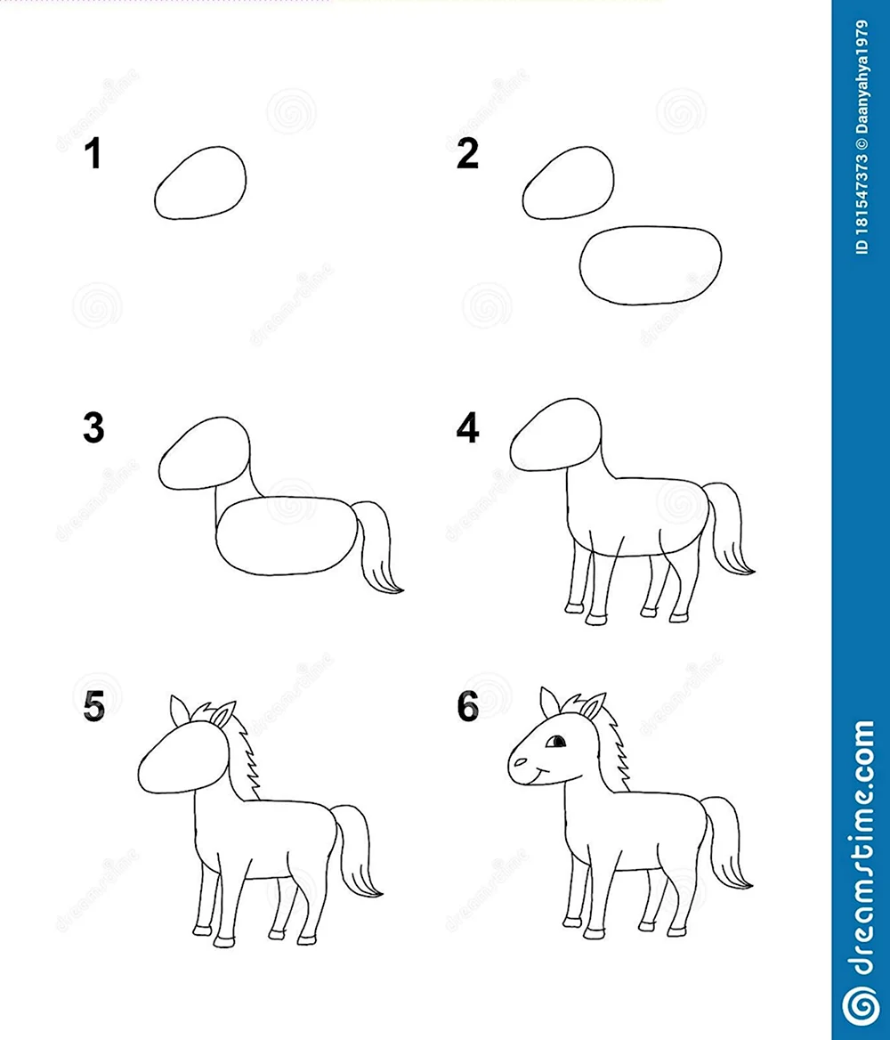 Лошадь рисунок для детей поэтапно
