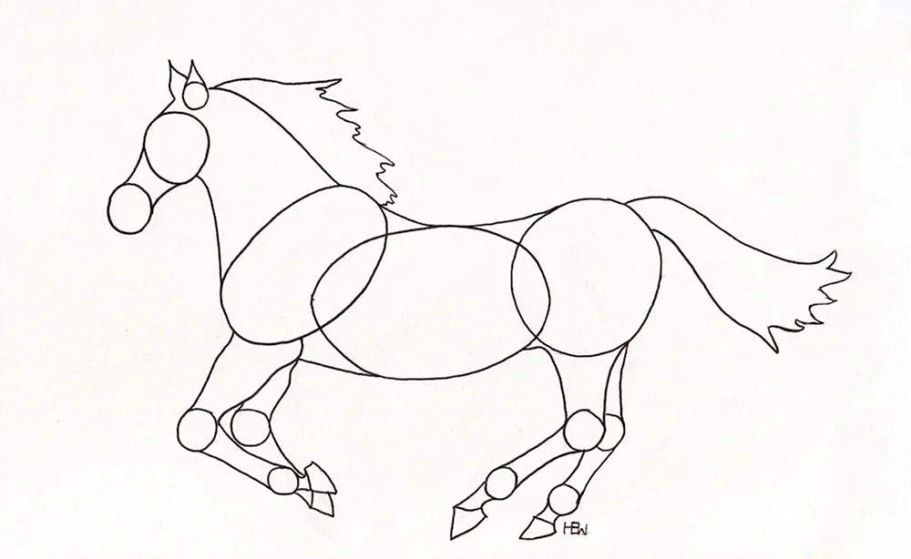 Лошадь рисунок легкий