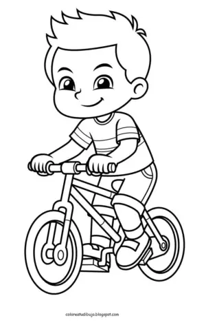 Мальчик на велосипеде раскраска