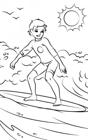Мальчик раскраска серфингист