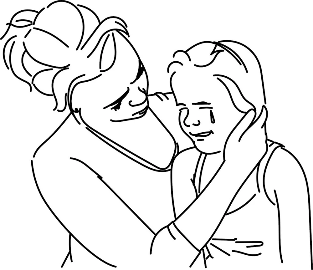 Мама с ребенком рисунок карандашом