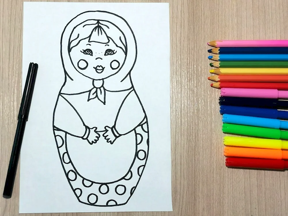Матрешка рисование для детей карандашами
