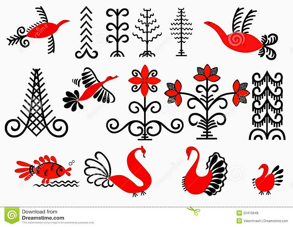 Мезенская роспись элементы росписи птицы
